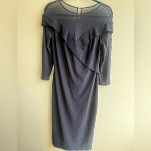Laundry By Shelli Segal Navy Long Sleeve Dress